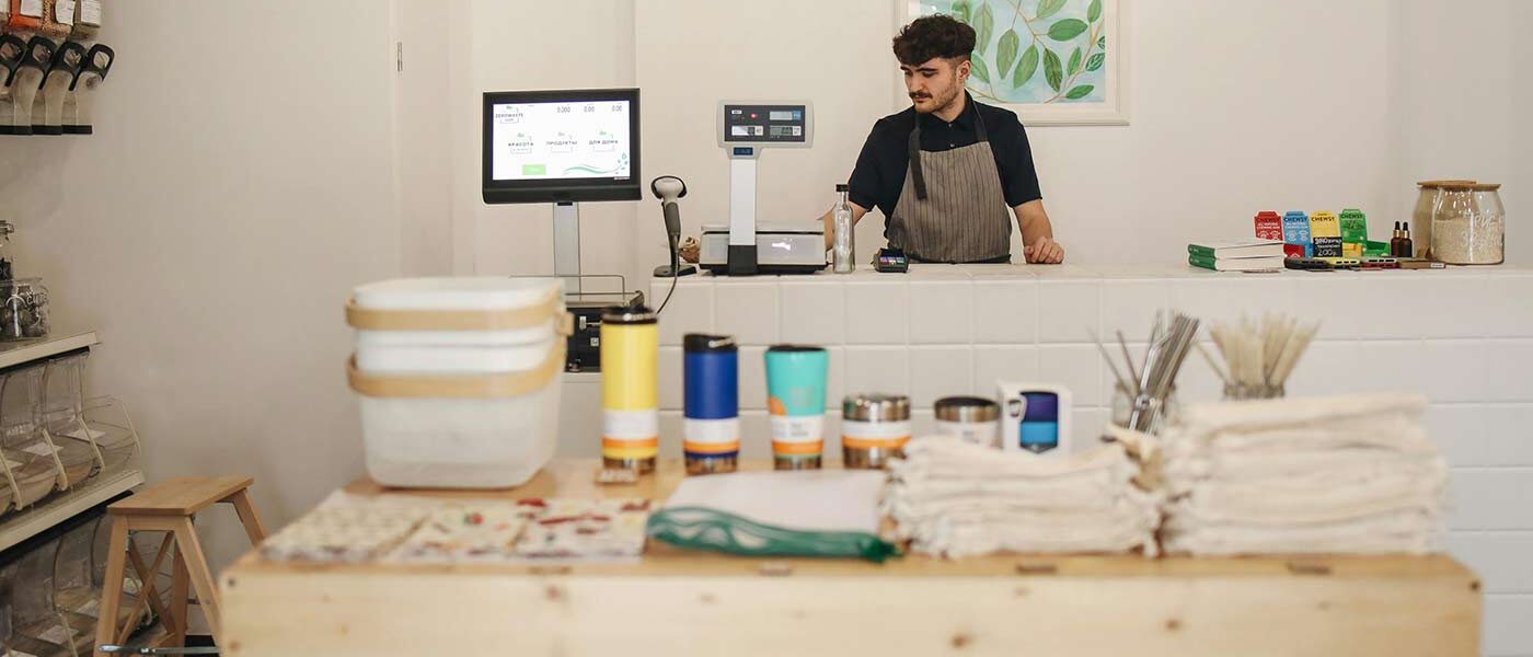 New business owner opening up shop.