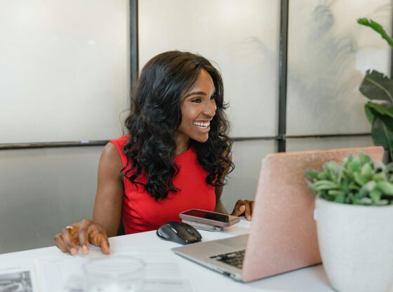 Woman working at her computer