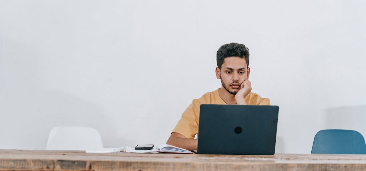 Working from home on a computer