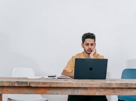 Working from home on a computer