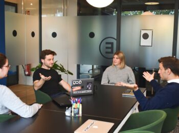 Team meets in the office